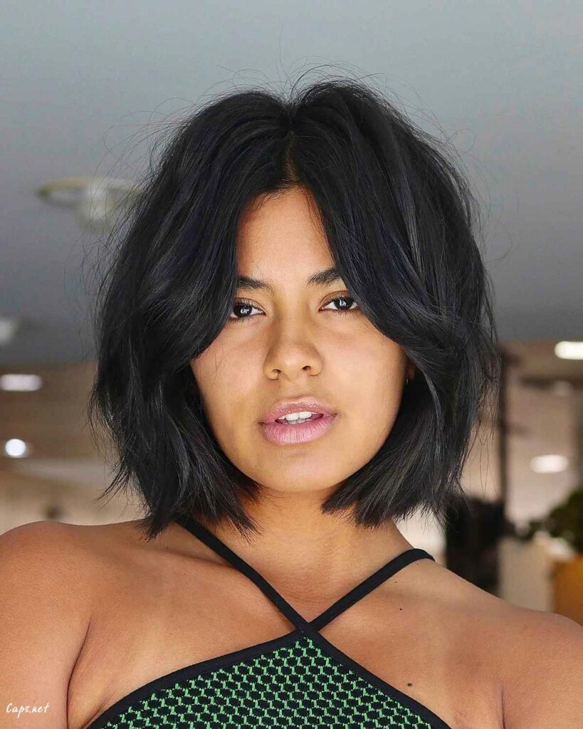 short bob with shaggy layers for thick hair