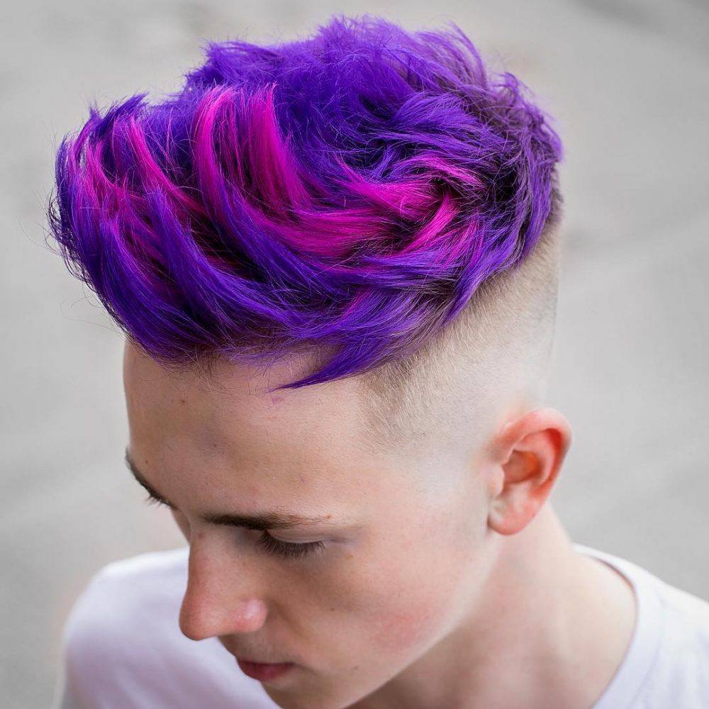 purple pink mens hair color