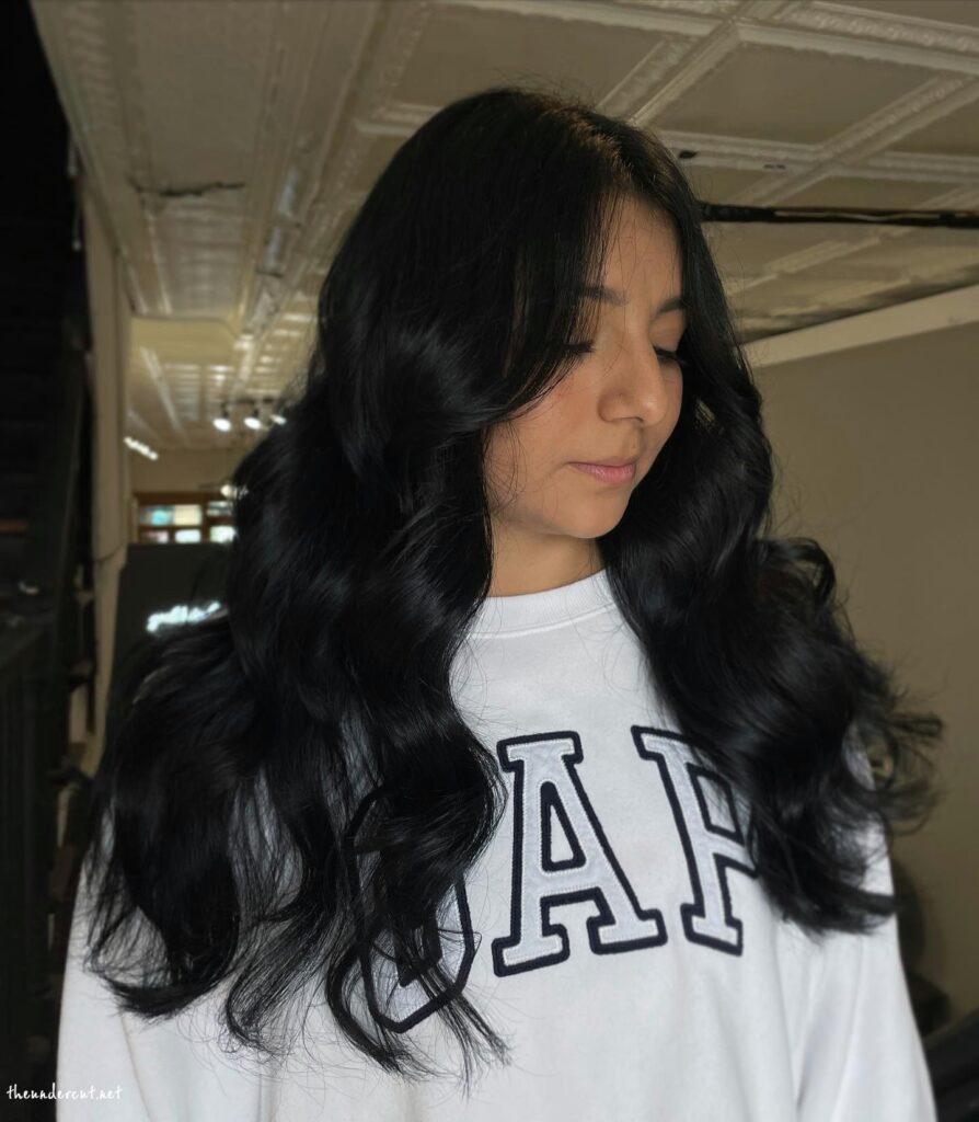 Black Hair Design With Waves