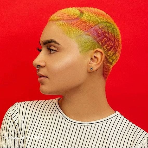 Colorful Buzz Cut Look