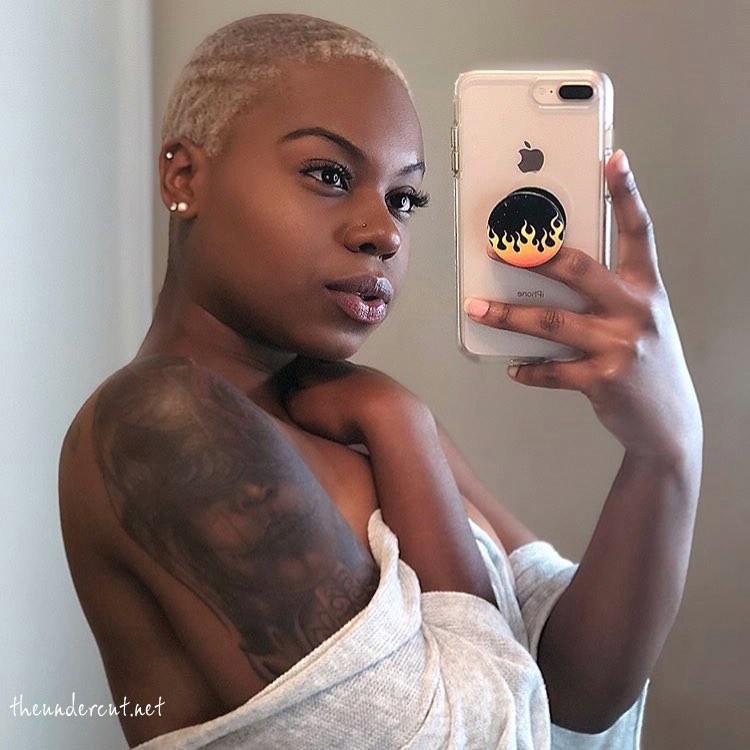 Light Blonde Buzz Hairstyle For Black Women