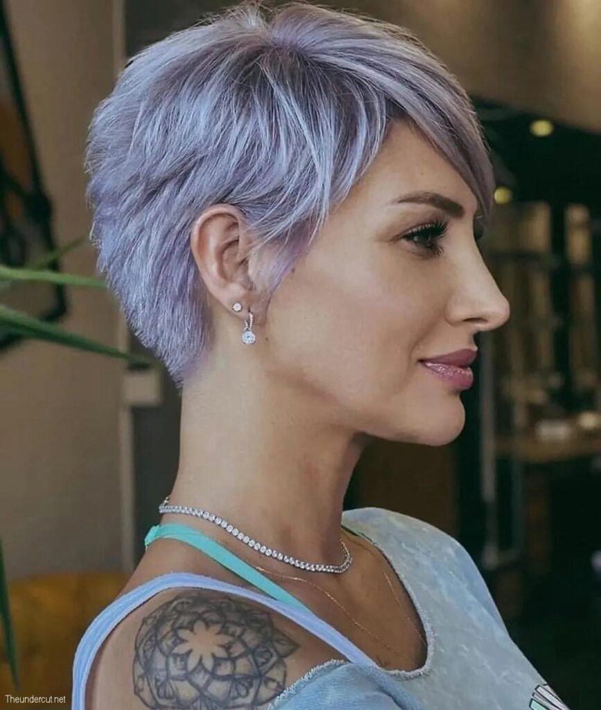 Lilac Pixie Hair With Bangs