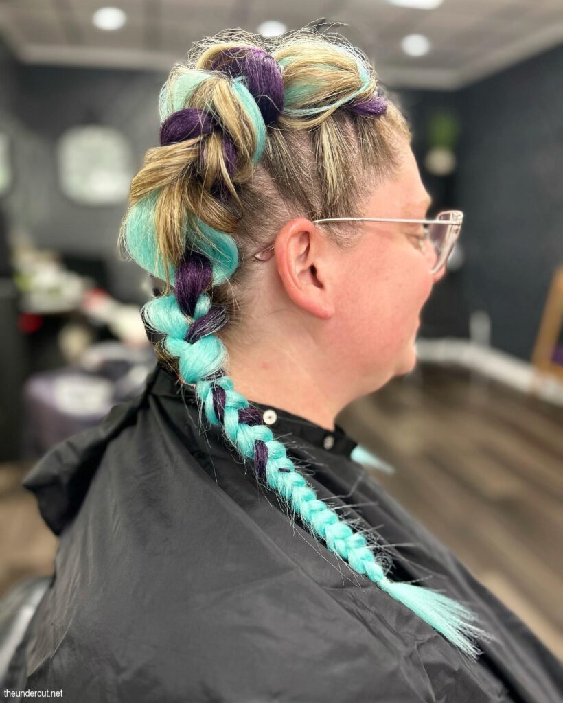 Purple And Blue Festival Hairstyle
