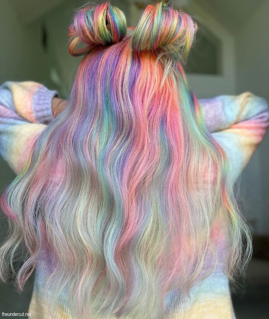 Rainbow Colored Festival Hairstyle