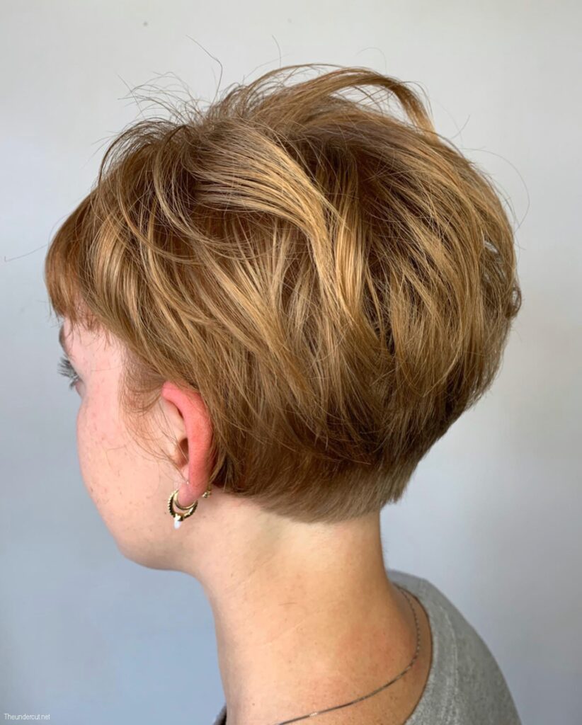 Warm Toned Pixie Hair With Bangs