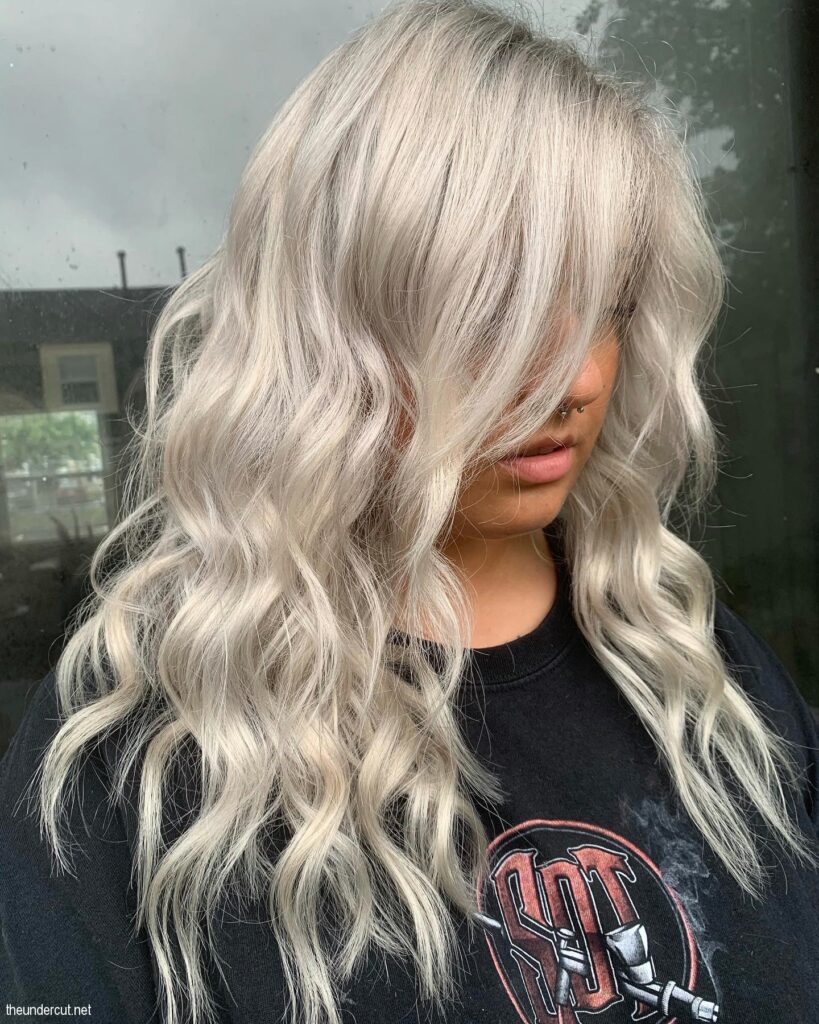 Winter Frost Hair Color With Bangs