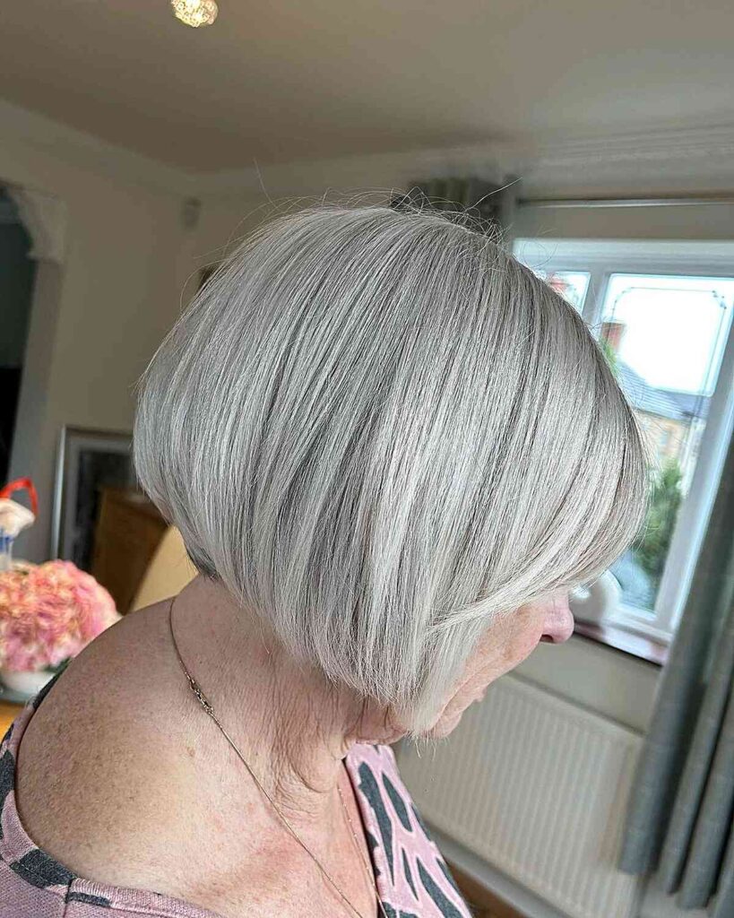 attractive silver strands for older women with short hair