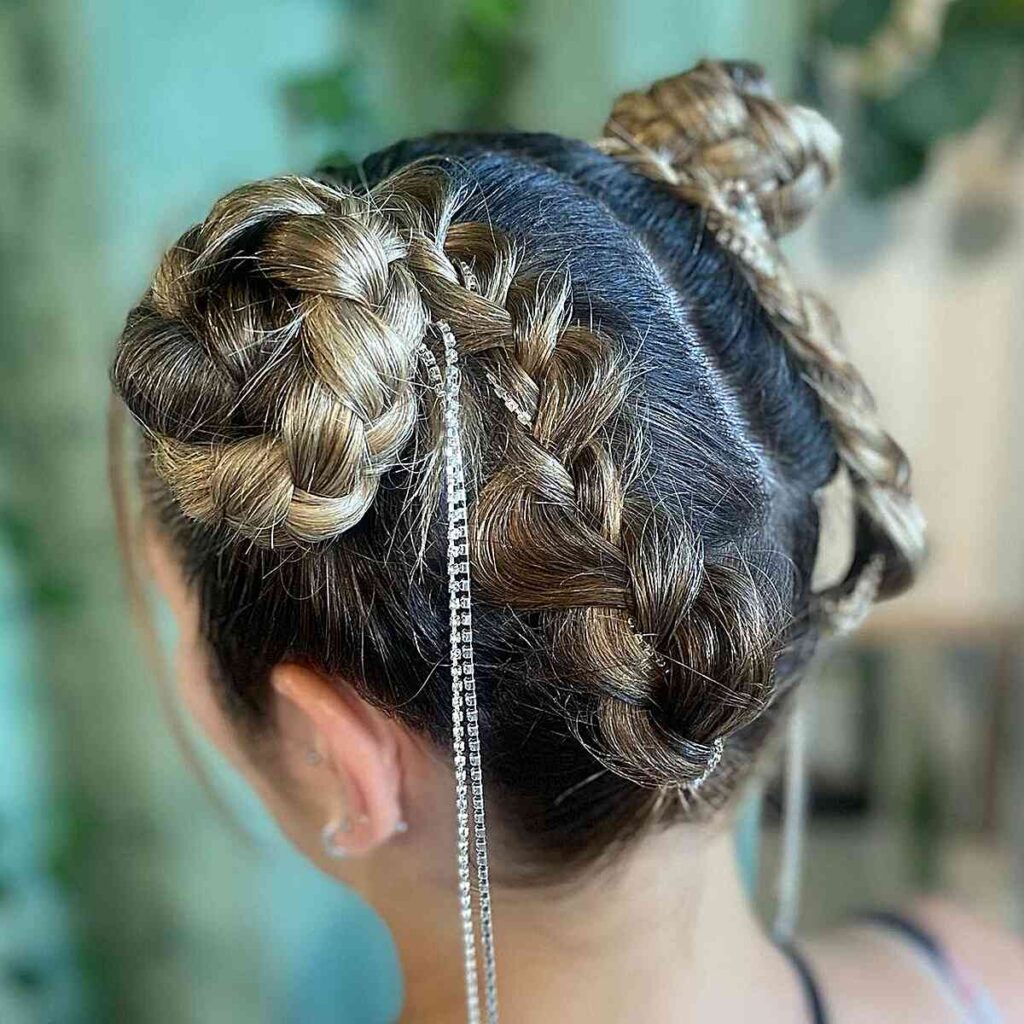 braided buns with accesories for a festival
