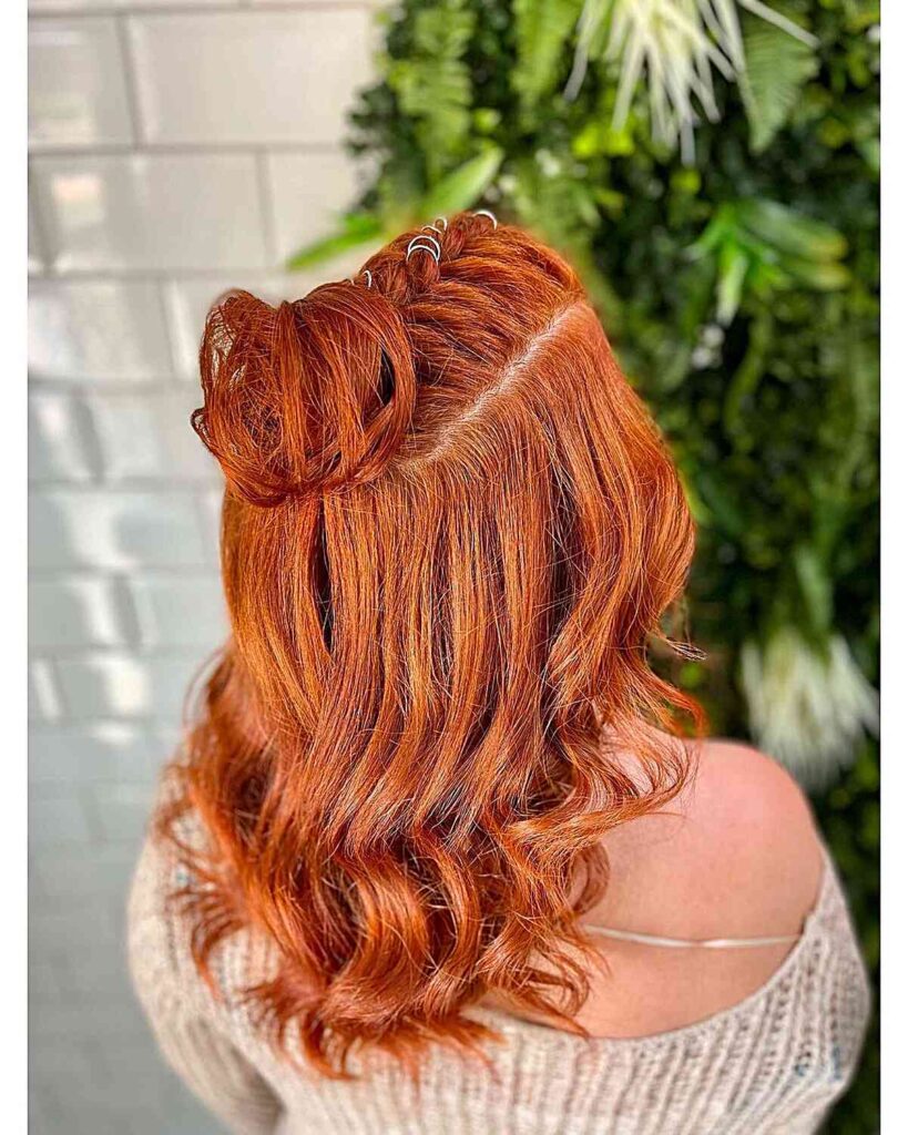 bright copper hair with top braid for festivals
