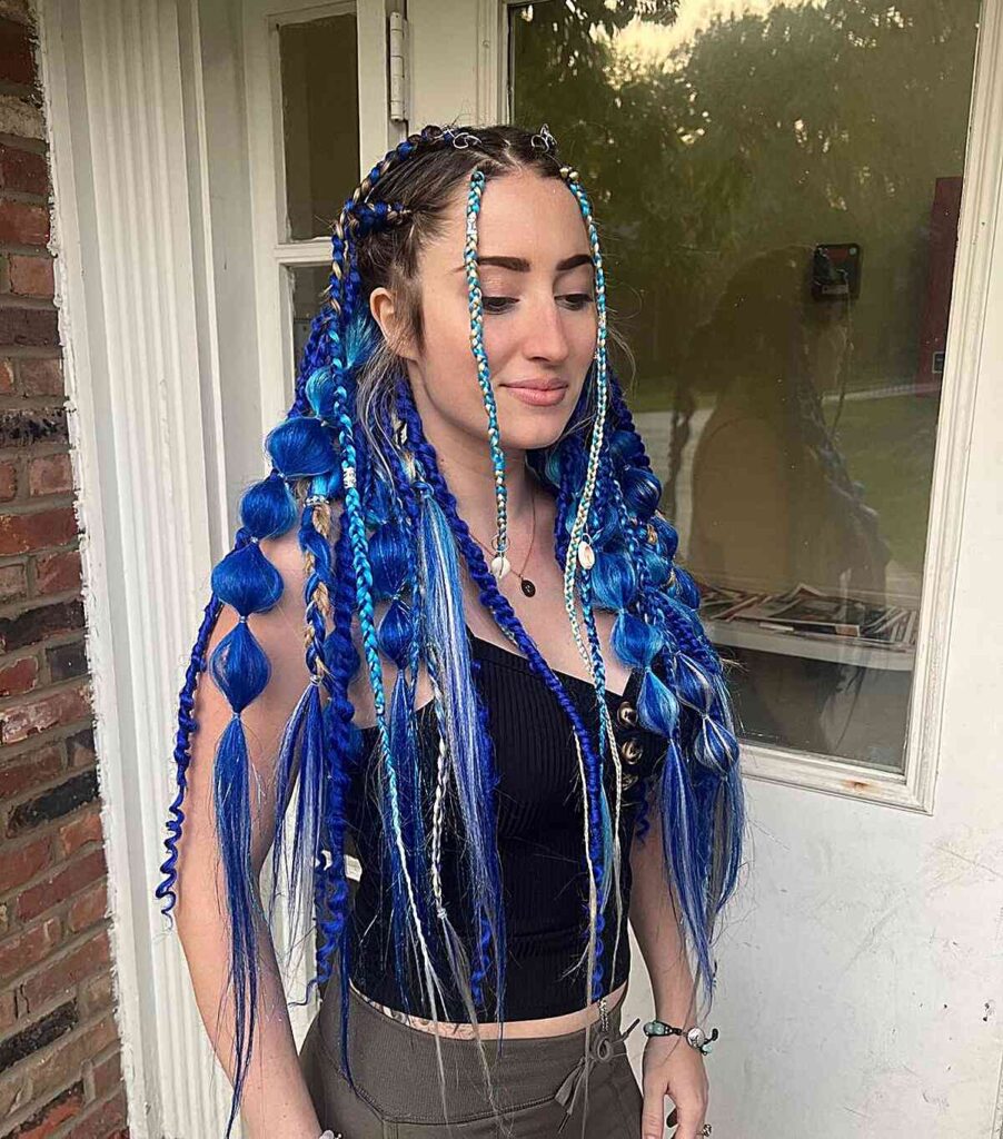 festival blue rave braids