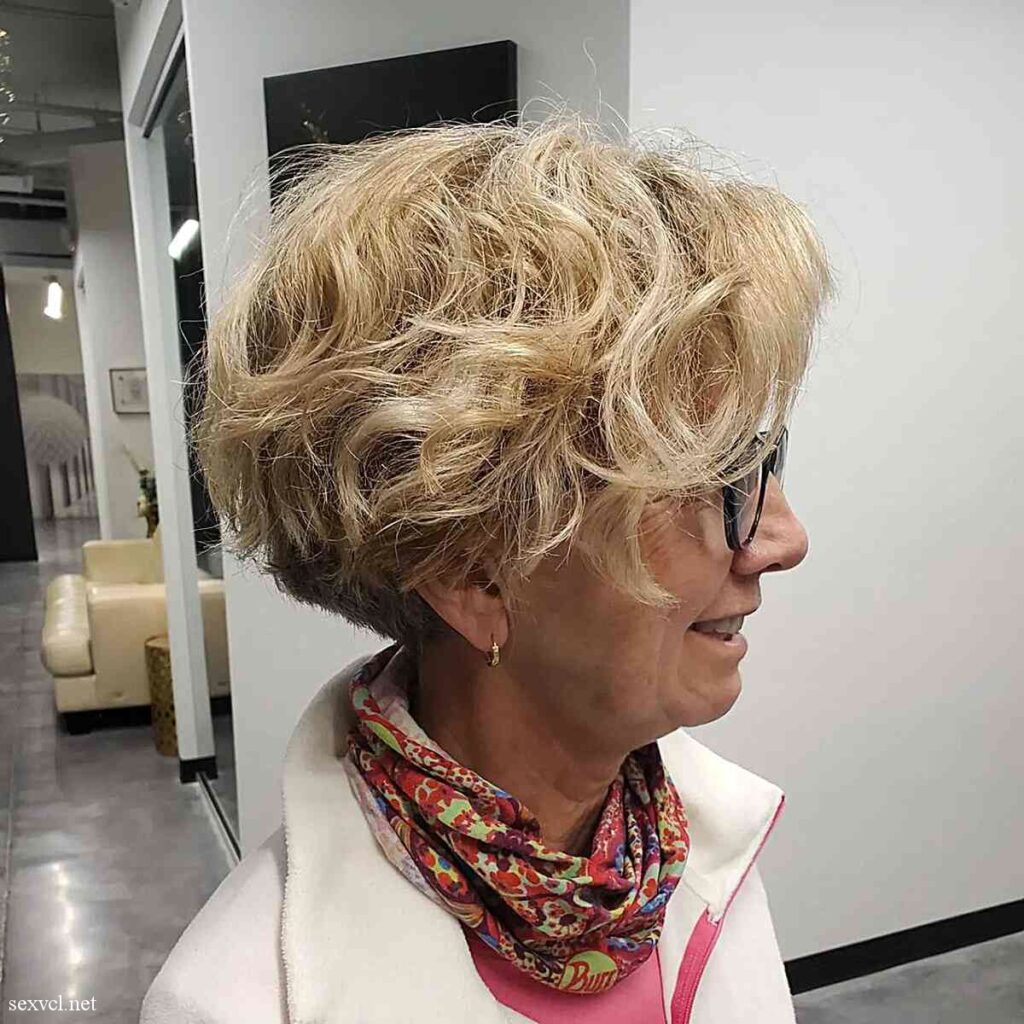 messy bob cut for wavy hair for women over 60