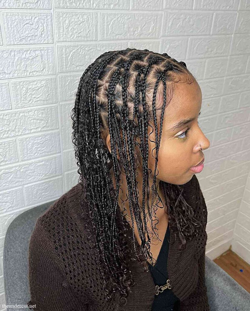 mid length bohemian small knotless braids for girls