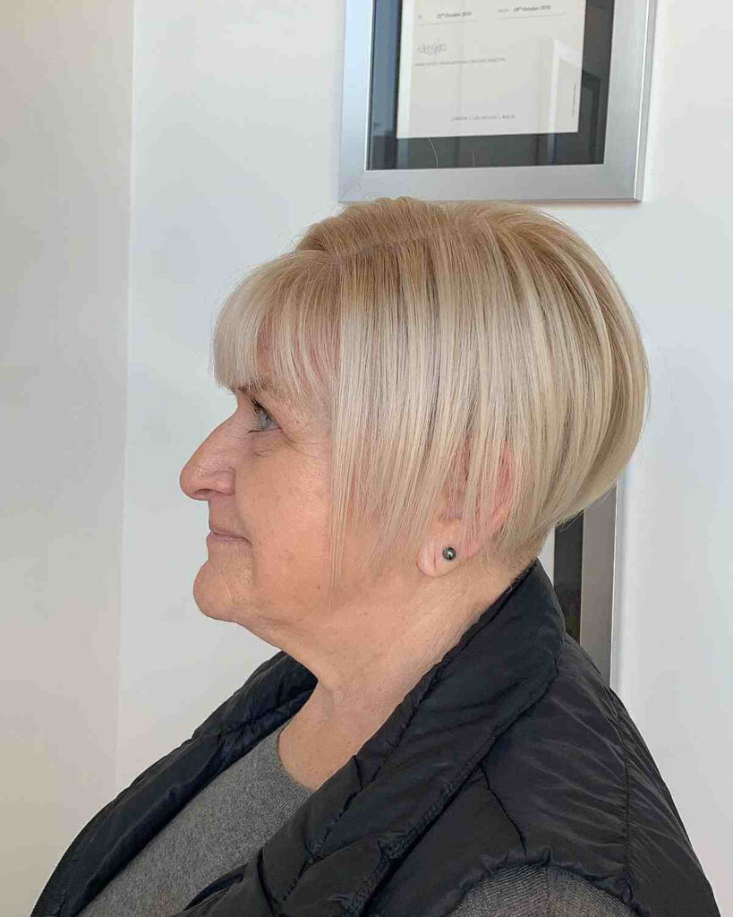 short bob with bangs and an undercut for old women