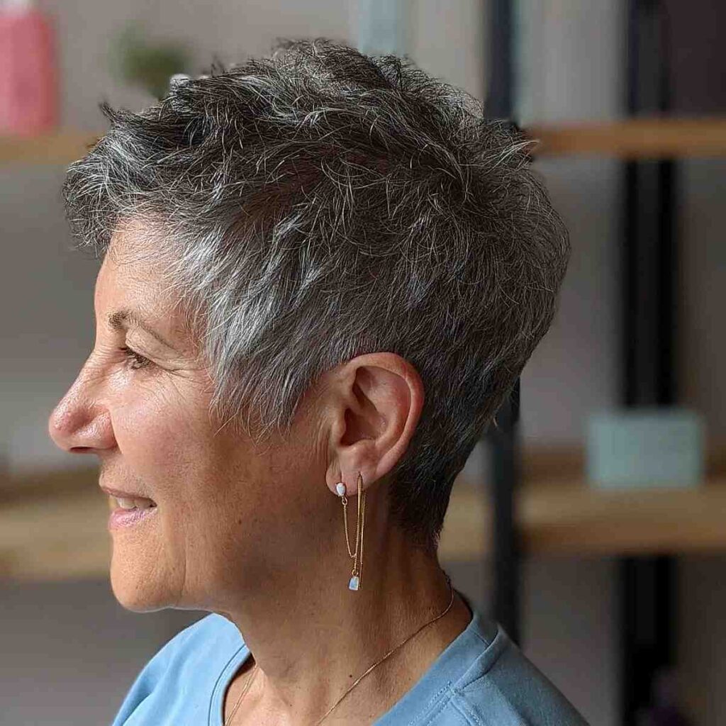 short wash and go grey pixie for older ladies