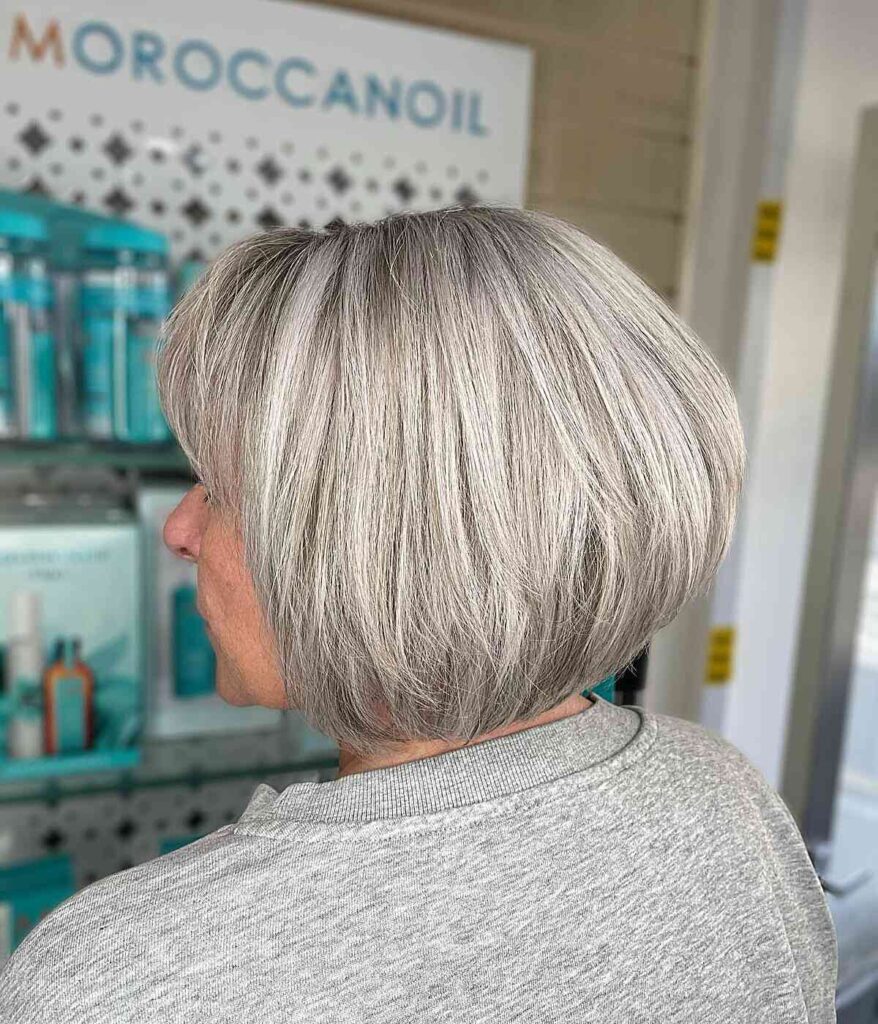 silvery light gray graduated bob for old ladies