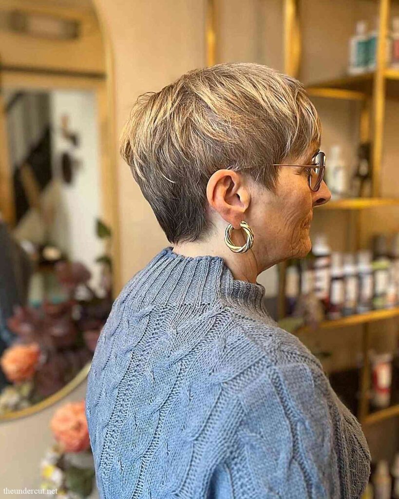 wispy feathered pixie cut for 60 year olds with thick hair