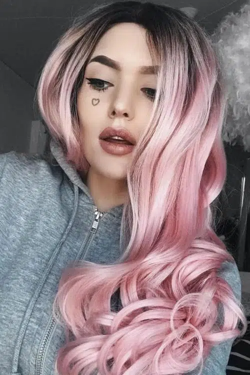 Long Pink Hair with Waves