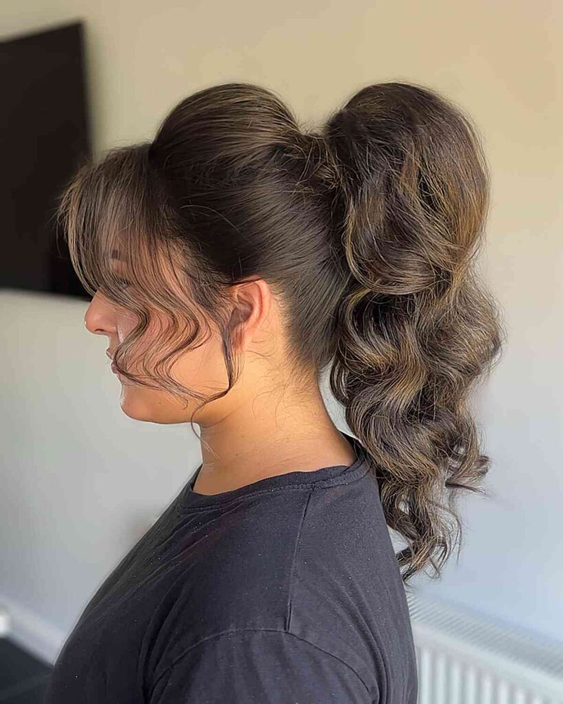 easy voluminous ponytail with face framing pieces