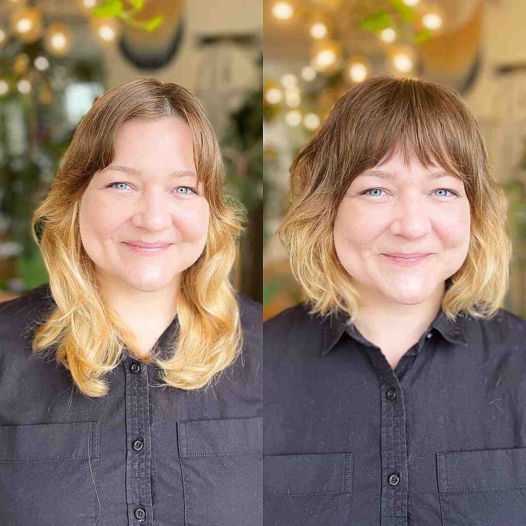 short shag haircut with ombre for round face shapes